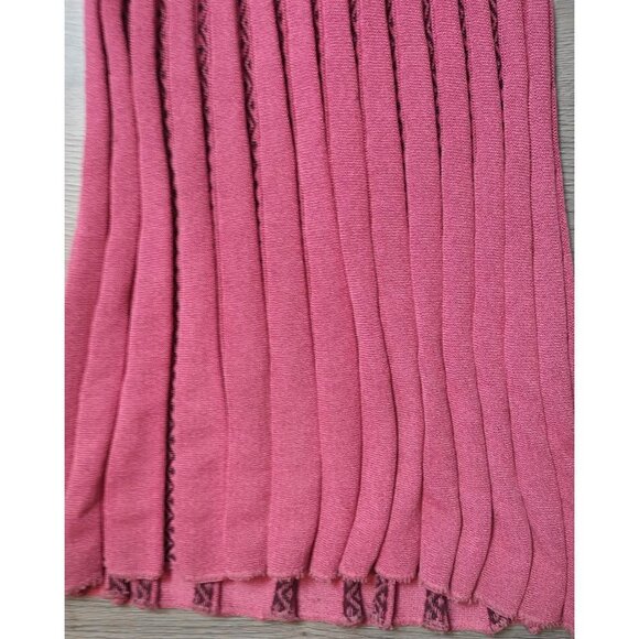 VINTAGE 70s Pleated Pink Red Midi Cable Knit Sweater Dress | TheStyleMinr.com - Picture 9 of 14